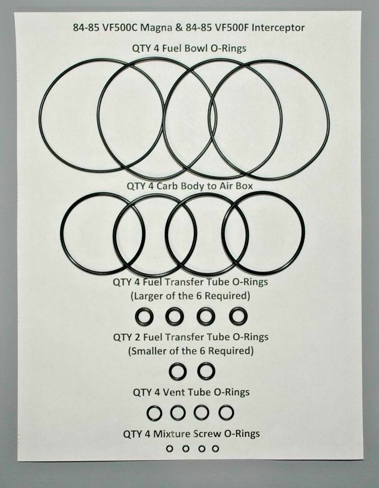 Honda 84-85 VF500C Magna & 84-85 VF500F Intercepter V4 Carburetor O-ring set - V65 Magna's And Sabre's Of Arizona