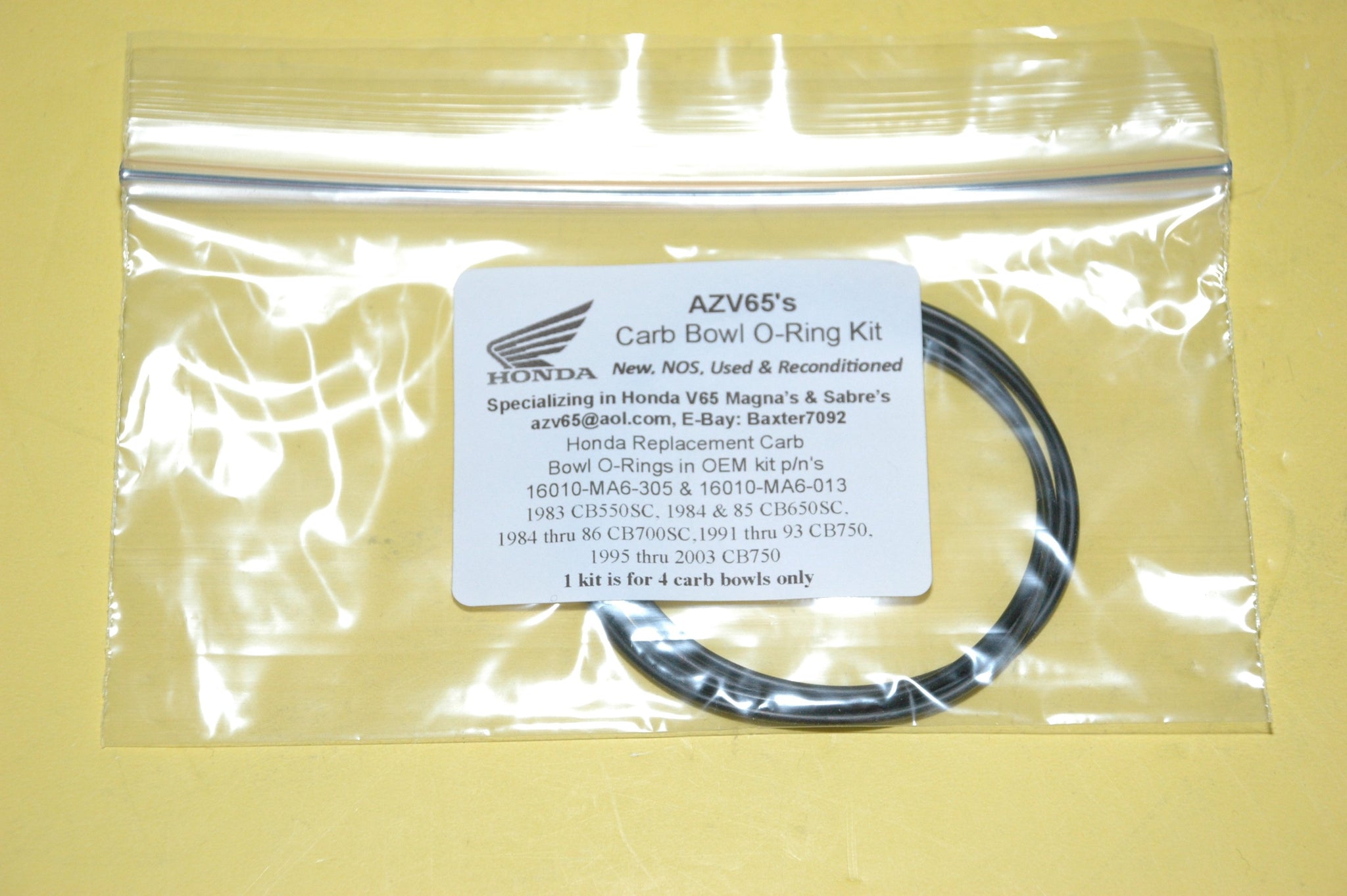 Honda CB550, CB650, CB700 & CB750 Fuel Bowl Carburetor O-ring set. - V65 Magna's And Sabre's Of Arizona